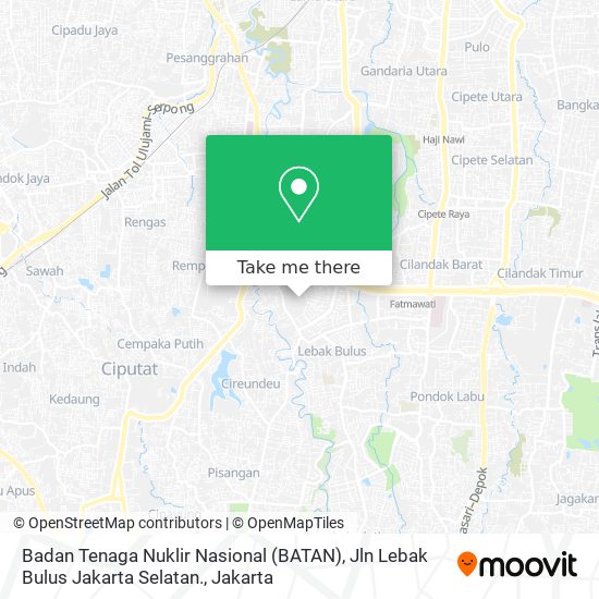 Badan Tenaga Nuklir Nasional (BATAN), Jln Lebak Bulus Jakarta Selatan. map