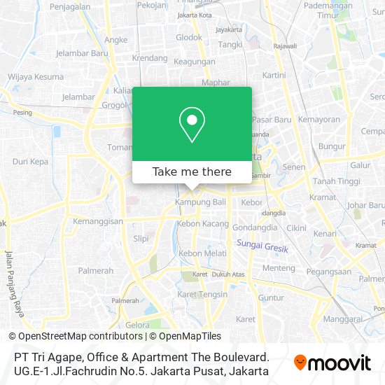 PT Tri Agape, Office & Apartment The Boulevard. UG.E-1.Jl.Fachrudin No.5. Jakarta Pusat map