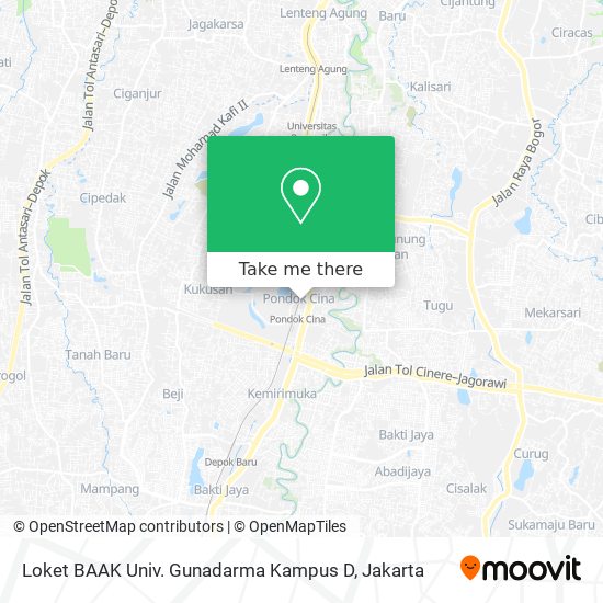Loket BAAK Univ. Gunadarma Kampus D map