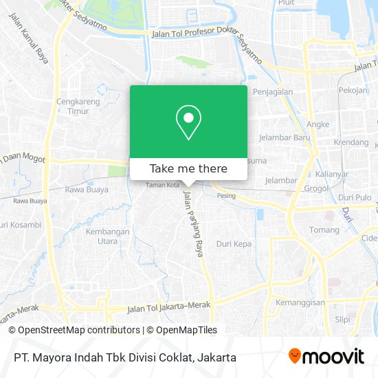 PT. Mayora Indah Tbk Divisi Coklat map