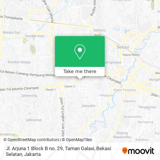 Jl. Arjuna 1 Block B no. 29, Taman Galaxi, Bekasi Selatan map