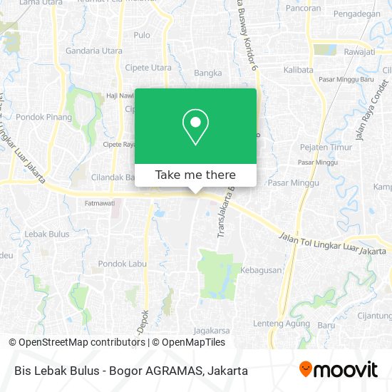 Bis Lebak Bulus - Bogor AGRAMAS map