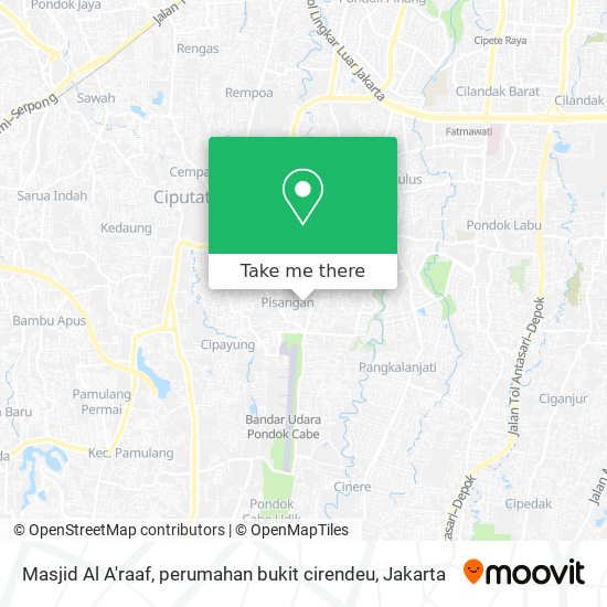 Masjid Al A'raaf, perumahan bukit cirendeu map