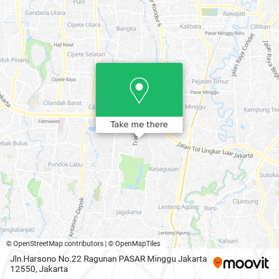 Jln.Harsono No.22 Ragunan PASAR Minggu Jakarta 12550 map