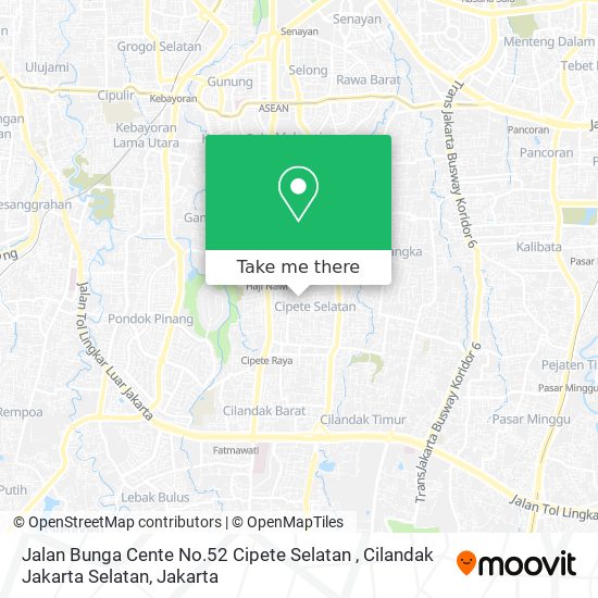 Jalan Bunga Cente No.52 Cipete Selatan , Cilandak Jakarta Selatan map