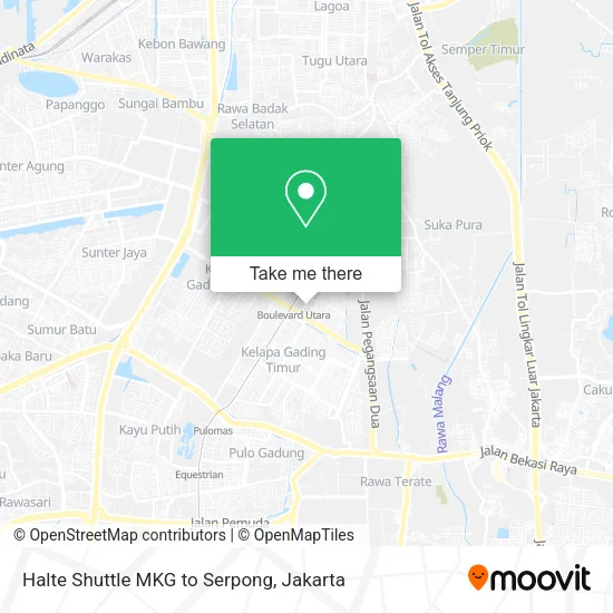 Halte Shuttle MKG to Serpong map
