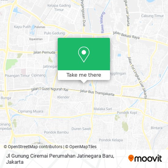 Jl Gunung Ciremai Perumahan Jatinegara Baru map