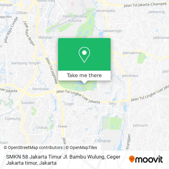 SMKN 58 Jakarta Timur Jl. Bambu Wulung, Ceger Jakarta timur map