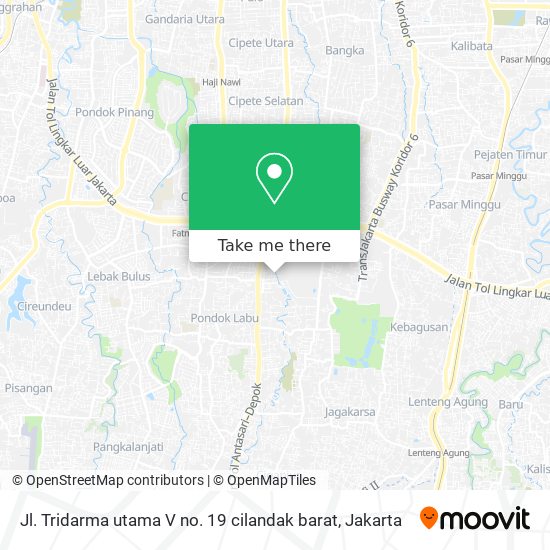 Jl. Tridarma utama V no. 19 cilandak barat map