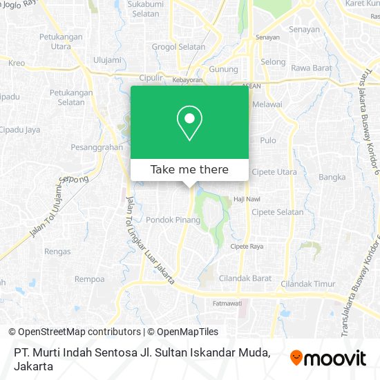 PT. Murti Indah Sentosa Jl. Sultan Iskandar Muda map