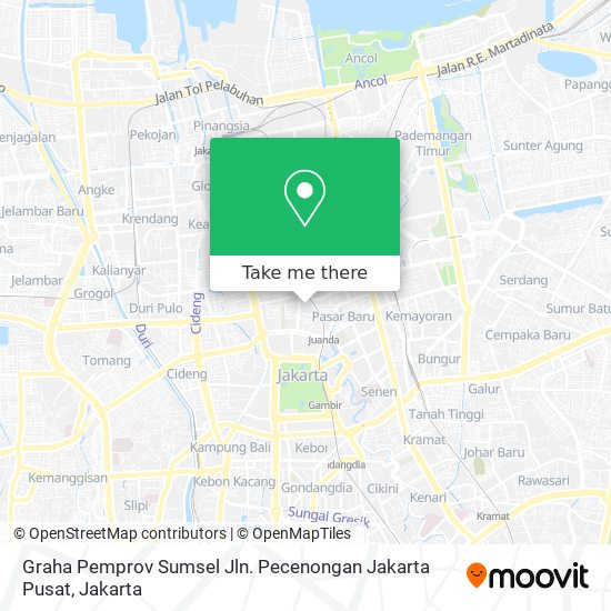 Graha Pemprov Sumsel Jln. Pecenongan Jakarta Pusat map