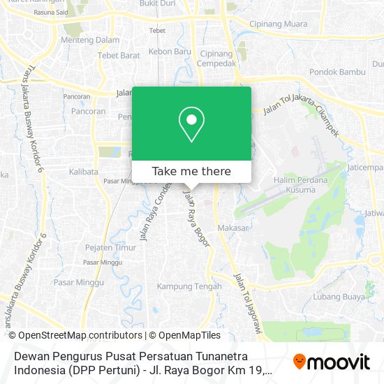 Dewan Pengurus Pusat Persatuan Tunanetra Indonesia (DPP Pertuni) - Jl. Raya Bogor Km 19, Ruko Blok map