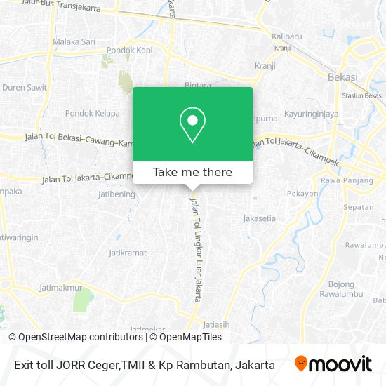 Exit toll JORR Ceger,TMII & Kp Rambutan map