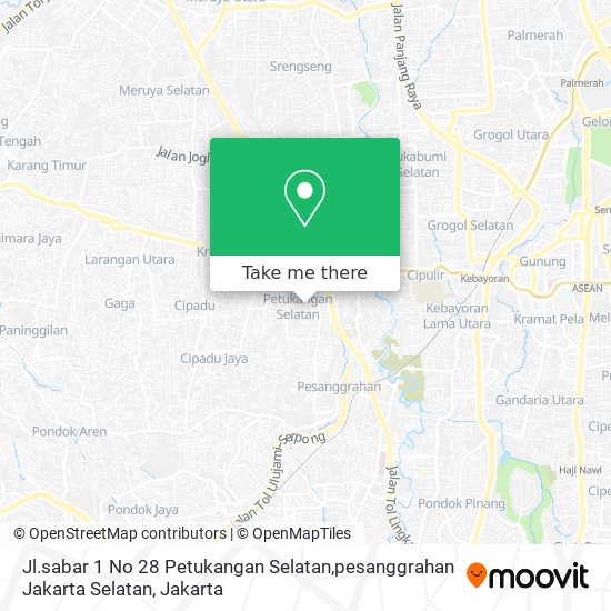 Jl.sabar 1 No 28 Petukangan Selatan,pesanggrahan Jakarta Selatan map