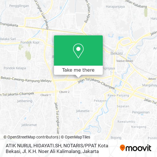 ATIK NURUL HIDAYATI.SH, NOTARIS / PPAT Kota Bekasi, Jl. K.H. Noer Ali Kalimalang map