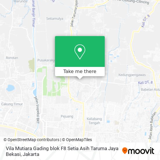 Vila Mutiara Gading blok F8 Setia Asih Taruma Jaya Bekasi map