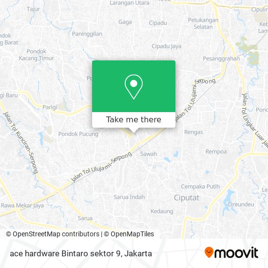 How to get to ace hardware Bintaro sektor 9 in Tangerang by Bus or Train?