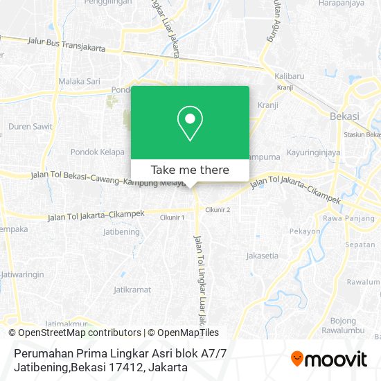 Perumahan Prima Lingkar Asri blok A7 / 7 Jatibening,Bekasi 17412 map