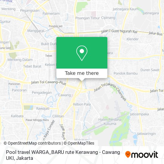 Pool travel WARGA_BARU rute Kerawang - Cawang UKI map