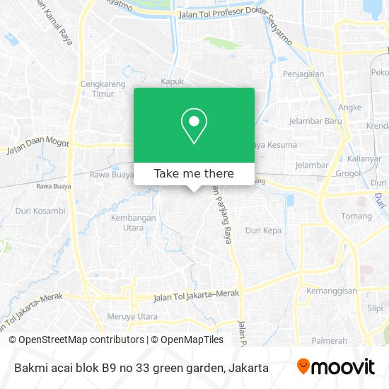 Bakmi acai blok B9 no 33 green garden map