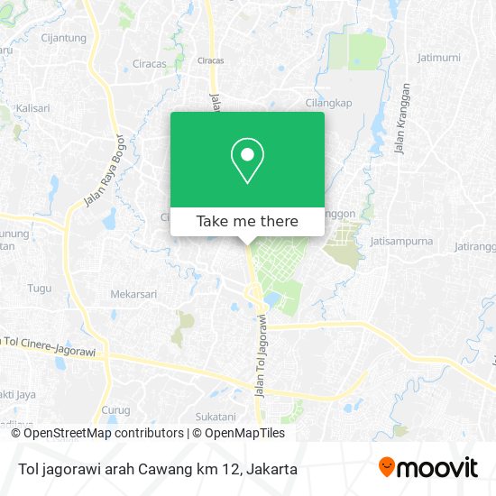 Tol jagorawi arah Cawang km 12 map