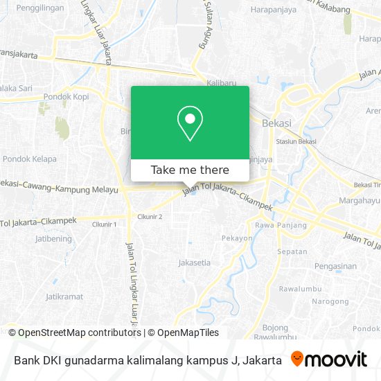 Bank DKI gunadarma kalimalang kampus J map