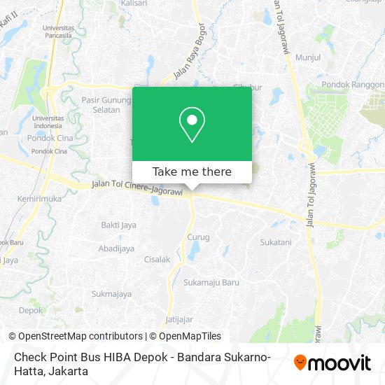 Check Point Bus HIBA Depok - Bandara Sukarno-Hatta map