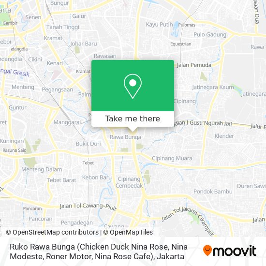 Ruko Rawa Bunga (Chicken Duck Nina Rose, Nina Modeste, Roner Motor, Nina Rose Cafe) map