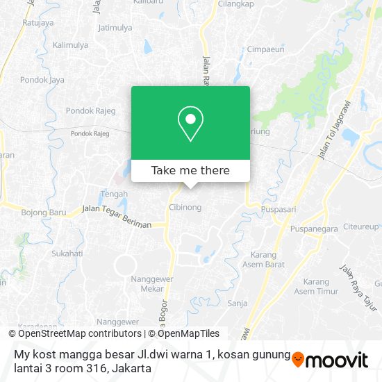 My kost mangga besar Jl.dwi warna 1, kosan gunung lantai 3 room 316 map