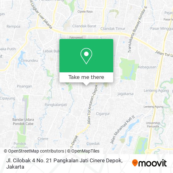 Jl. Cilobak 4 No. 21 Pangkalan Jati Cinere Depok map