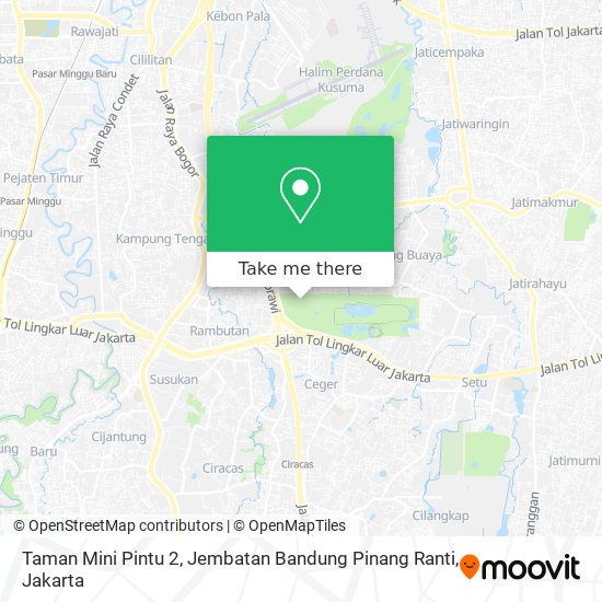 Taman Mini Pintu 2, Jembatan Bandung Pinang Ranti map