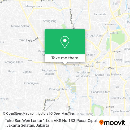 Toko San Wen Lantai 1 Los AKS No.133 Pasar Cipulir , Jakarta Selatan map