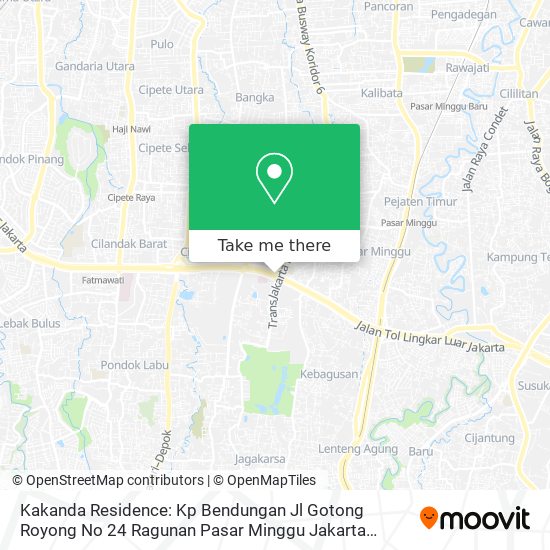 Kakanda Residence: Kp Bendungan Jl Gotong Royong No 24 Ragunan Pasar Minggu Jakarta Selatan map