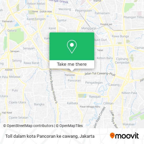Toll dalam kota Pancoran ke cawang map