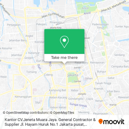 Kantor CV.Jeneta Muara Jaya. General Contractor & Supplier  Jl. Hayam Huruk No.1 Jakarta pusat map