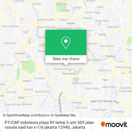PT.ICAP Indonesia plaza 89 lantai 3 unit 305 jalan rasuna said kav x-7 / 6 jakarta 12940 map