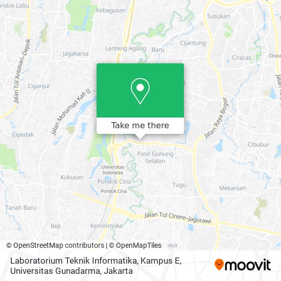 Laboratorium Teknik Informatika, Kampus E, Universitas Gunadarma map