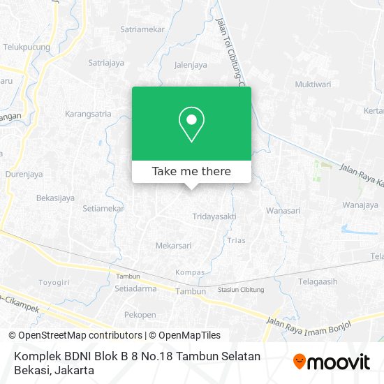 Komplek BDNI Blok B 8 No.18 Tambun Selatan Bekasi map