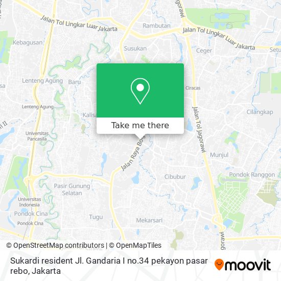 Sukardi resident Jl. Gandaria I no.34 pekayon pasar rebo map