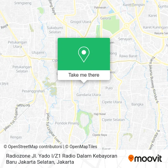 Radiozone  Jl. Yado I / Z1 Radio Dalam Kebayoran Baru Jakarta Selatan map