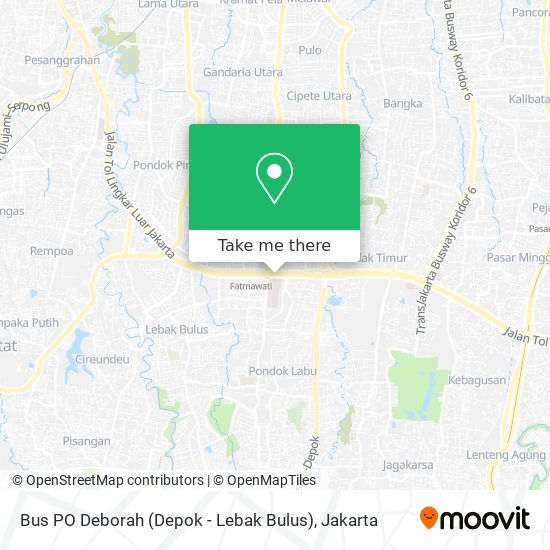 Bus PO Deborah (Depok - Lebak Bulus) map