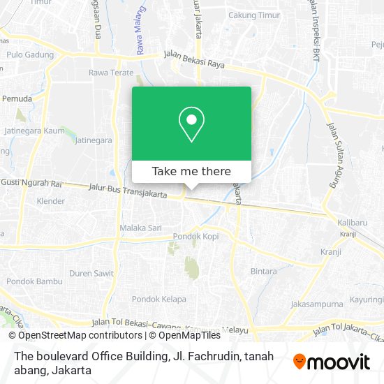 The boulevard Office Building, Jl. Fachrudin, tanah abang map
