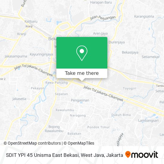 SDIT YPI 45 Unisma East Bekasi, West Java map
