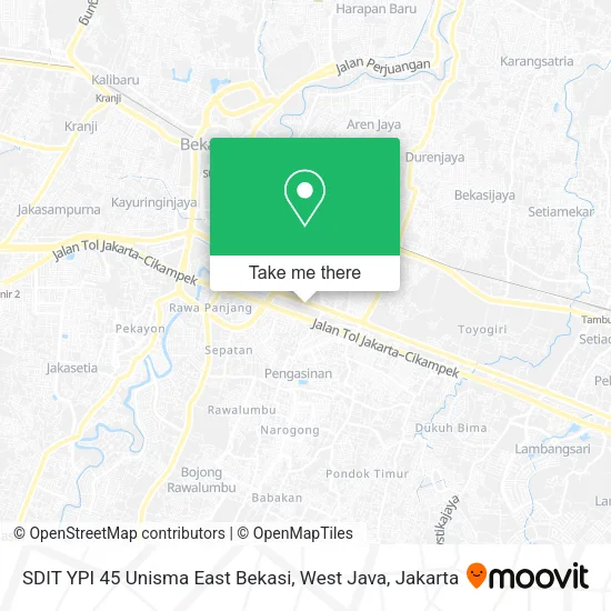 SDIT YPI 45 Unisma East Bekasi, West Java map