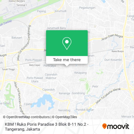 KBM ! Ruko Poris Paradise 3 Blok B-11 No.2 - Tangerang map