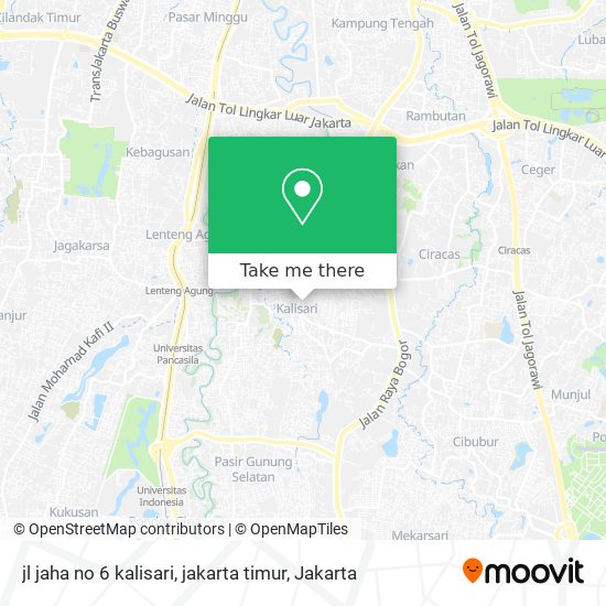 jl jaha no 6 kalisari, jakarta timur map