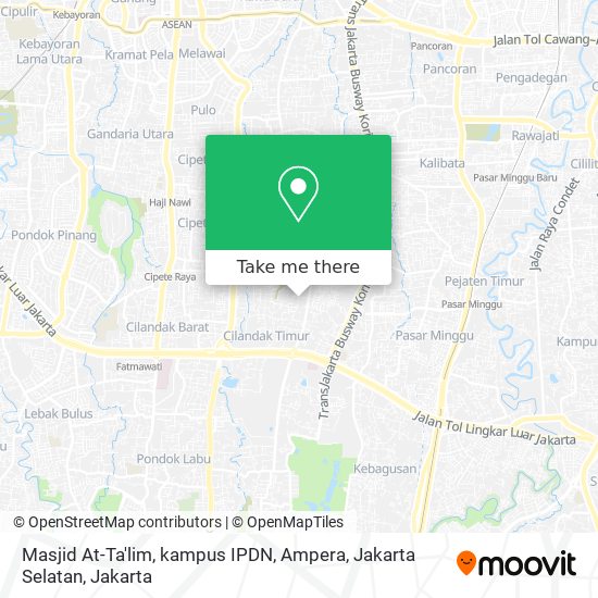 Masjid At-Ta'lim, kampus IPDN, Ampera, Jakarta Selatan map