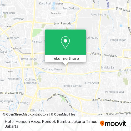 Hotel Horison Aziza, Pondok Bambu, Jakarta Timur map