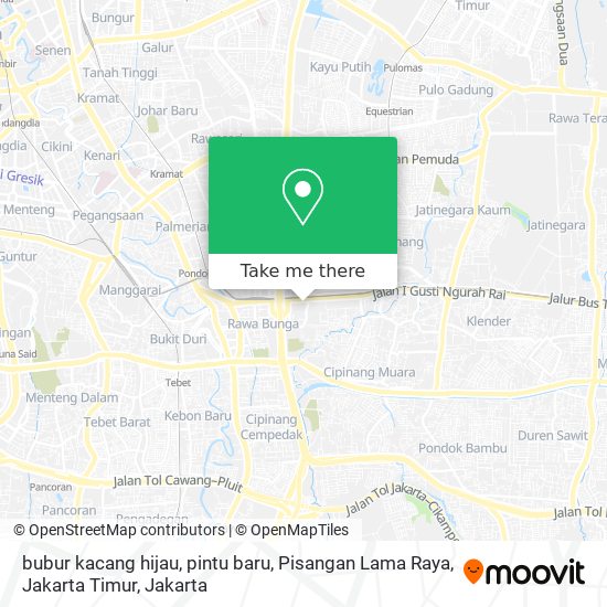 bubur kacang hijau, pintu baru, Pisangan Lama Raya, Jakarta Timur map