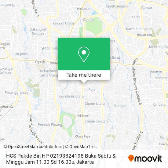 HCS Pakde Bin HP 02193824198 Buka Sabtu & Minggu Jam 11.00 Sd 16.00u map